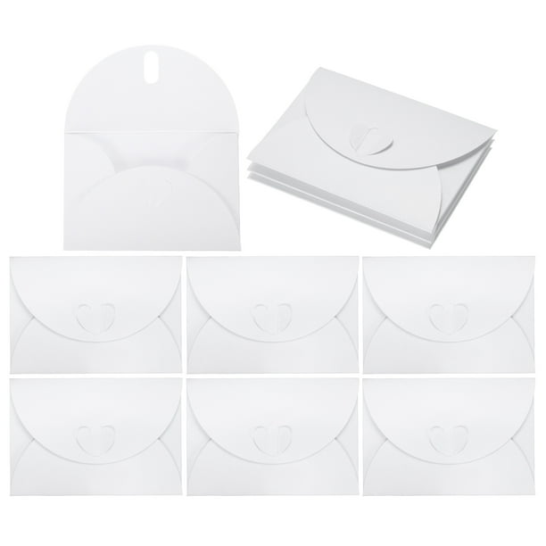 Uxcell Mini Envelopes, 25 Pack Greeting Card Envelopes with Heart Clasp Tiny Items Storage, Blanco Hielo 4" x 2.8"