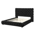 thumbnail image 3 of 1pc Contemporary Upholstered Queen Bed Tufted Headboard and Footboard Bedroom Furniture Black, 3 of 4