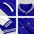 thumbnail image 6 of Delconic Mens Fleece Varsity Jacket Casual Knit Stand Collar Snap Front Baseball Style Outerwear Ribbed Trim Regular Fit Blue L, 6 of 9