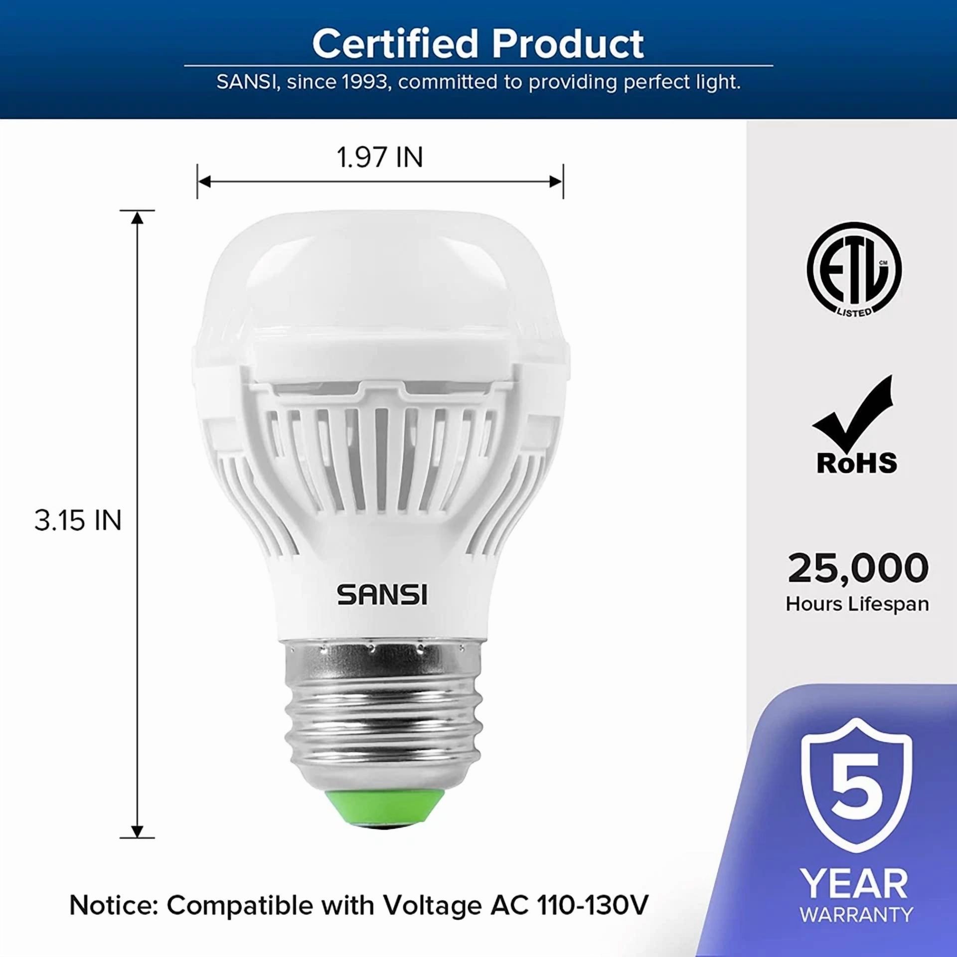 Led Light Bulb 60W Equivalent A15 4000K 9W Efficient 900Lm Led Home Lamp 4 Pack