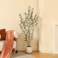 thumbnail image 6 of 5ft Fake Plastic Olive Tree with Oval White Planter, Pre Potted Faux Greenry Plant for Home Decor Office House Living Room Indoor Outdoor, Big Fake Plants Fake House Plants, 6 of 7