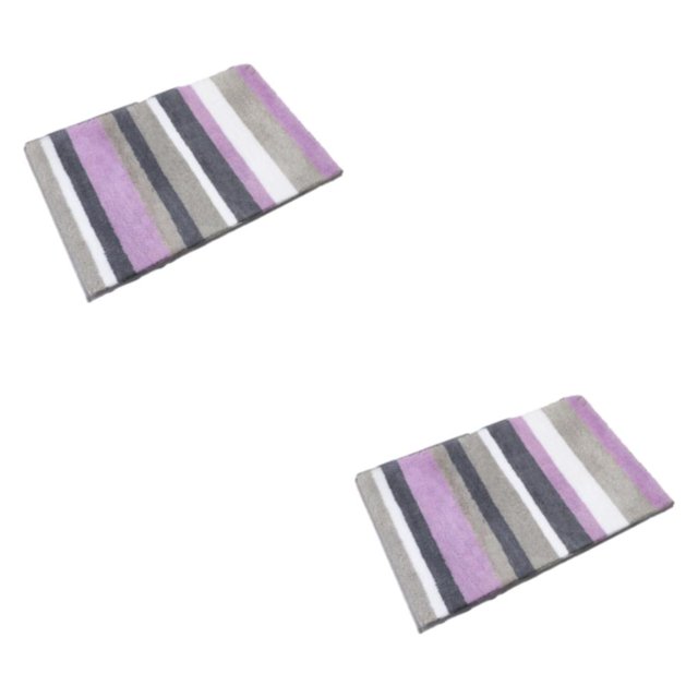 Inteprter Alfombrilla de baño súper absorbente a rayas con microfibra muy gruesa antideslizante TPR inferior lavable a máquina absorbente púrpura 40*60cm 2Conjunto