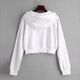 thumbnail image 3 of HSHDLDF Sweat à Capuche Court à Manches Longues Zippé Rayé pour Femmes Veste Décontractée à Cordon de Serrage, 3 of 5