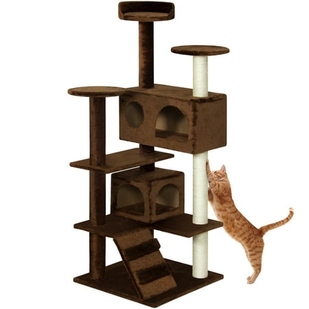 Pagoda Cat Tree - Best Choice Products 53in Multi-Level Cat Tree Scratcher Condo Tower, Brown