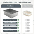 thumbnail image 2 of 2 Pack Stainless Steel Litter Box with Lid, Medium Enclosed Metal Cat Litter Box Pan High Sided, Easy Clean Anti-Leakage Litterbox Tray for Cats, Kittens or Multicat, Bunny, Scoop Included, 2 of 13