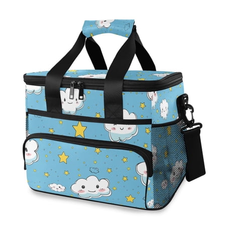 Clouds Stars Cartoon Portable Cooler Lunch Box Reusable Insulated Lunch Bag Leakproof 15L