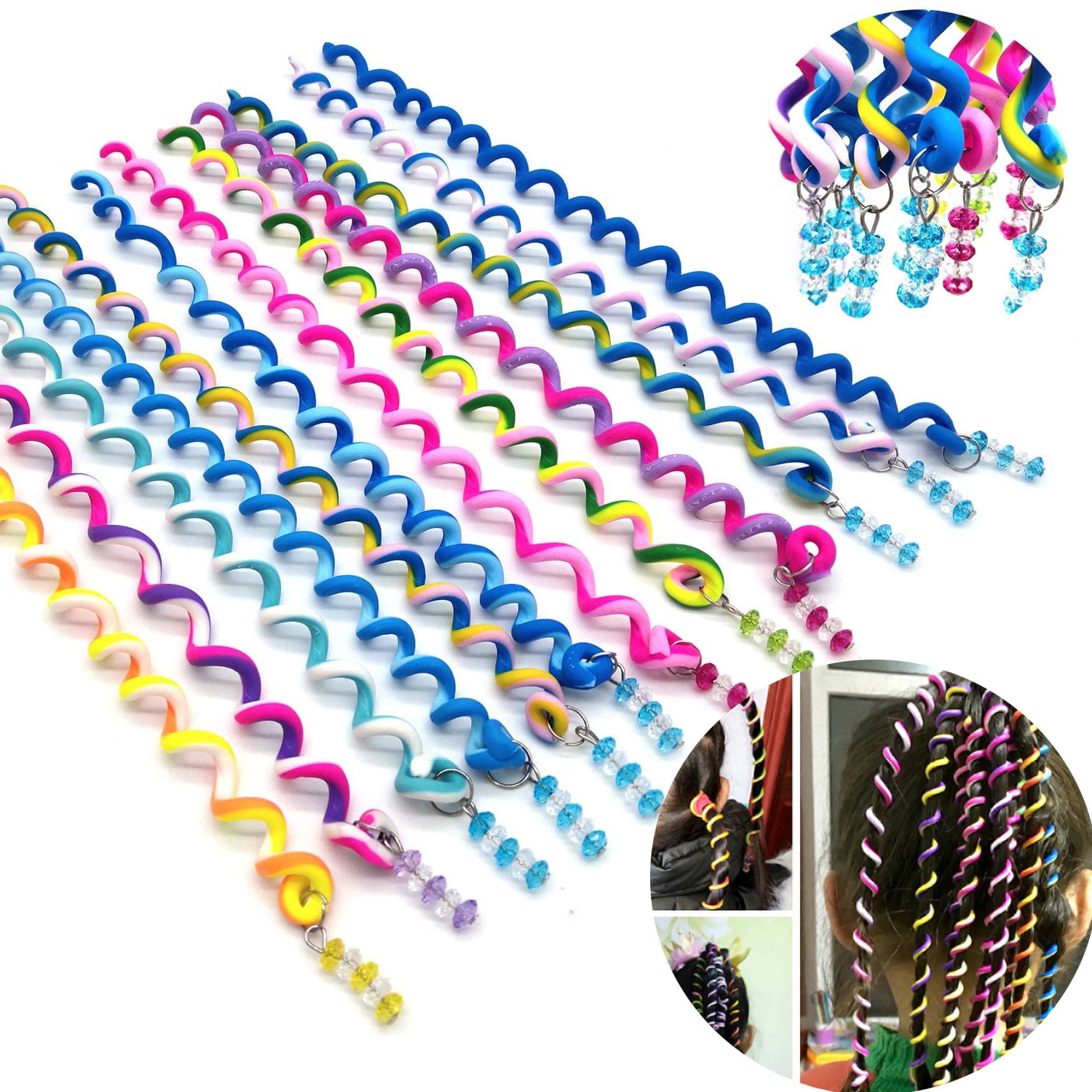 Hair Ropes,12pcs Hair Accessories Colorful DIY Clip Braider Hair Styling  Twister for Women Girls 