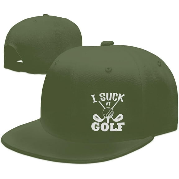 Wikjxiz I Suck at Golf Hats for Men Women Adjustable Flat Bill Brim Dad Hats Fashion Baseball Cap Black