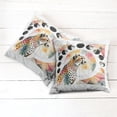 thumbnail image 5 of Ambesonne Leopard Throw Pillow Cover Pack of 2, Watercolor Art Poly Moon, 2 Pcs-16"x16", Coral Rose and Pale Teal, 5 of 5