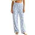 thumbnail image 2 of Fuzzy Flush Pajama Pants Women Soft Fluffy Fleece Flannel Pj Bottoms Star Graphic Warm Sleep Loungewear Pant, 2 of 9