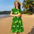 thumbnail image 4 of Goofa leaves and glasses of bee Pattern Women Summer Short Sleeve Midi Dress with Pockets Casual Aline Flowy Tshirt Dress Vocation Beach Sundress, 4 of 6