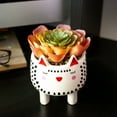 thumbnail image 4 of Flora Bunda CS2634E-WH Faux Succulent in 4.75' Small White Cat Ceramic Planter, 4 of 6