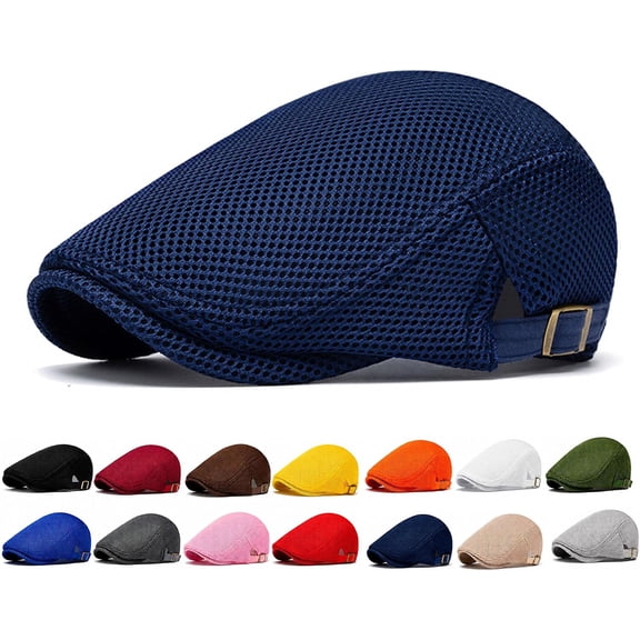 Men's Mesh Flat Cap, Breathable Newsboy Hat