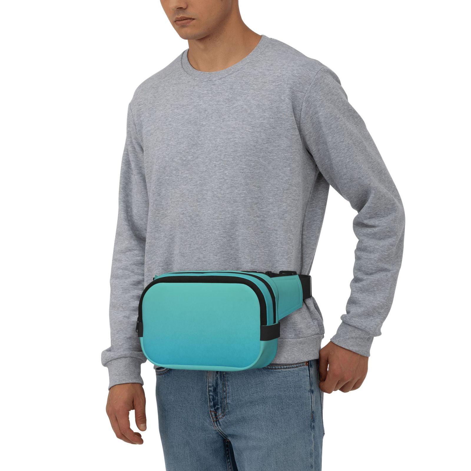 Kuqiui Teal Turquoise Print Fanny Packs for Women Cross Body Waist Bag Fashionable Fanny Pack Designer Workout Hiking Waist Pack Running Travel Gym