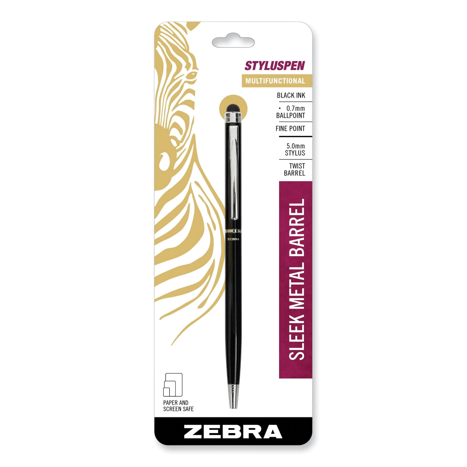 Zebra stilo telescopico penna biro, 1,0mm, inchiostro nero grigio
