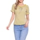 thumbnail image 1 of BLUSA DE GINGHAM PARA MUJER CON VOLANTES EN EL CUELLO REDONDO Y MANGA ABULLONADA L PÚRPURA AMARILLO, 1 of 6