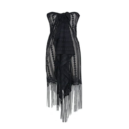 Women Beach Bikini Cover up Swimwear Swim Skirt Multi Way Tassel Sunscreen Wrap Sarong Beachwear Pareo