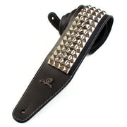Magma Leathers 2.52" Delux Argentinean PYRAMID NICKEL INLAYS leather Guitar Strap (07MJ01B.)