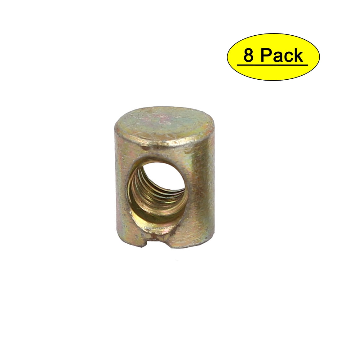 6mm x 12mm Cross Dowel Slotted Metal Barrel Nuts (8pack)