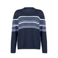 thumbnail image 3 of Gzhioc Women's Casual Round Neck Sweaters, Long Sleeve Striped Print Contrast Color Loose Knit Pullovers, 3 of 7