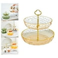 thumbnail image 2 of Soporte para cupcakes de 2 niveles, soporte para pasteles, estante para postres, plato de exhibición, mesa para aperitivos y frutas Dorado, 2 of 9