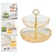 thumbnail image 2 of Soporte para pasteles de 2 niveles, platos para aperitivos de frutas, plato de exhibición para mesa de cena, bandeja para servir Dorado, 2 of 9