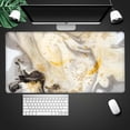 thumbnail image 3 of Large Mouse Pad 31.4 x 15.7inches 3mm XXL Extended Gaming Mouse Pad Mat with Non-Slip Base Stitched Mousepad for Computer,Office,Keyboard and Laptop-White ash Gold Marble，Waterproof Desk Mat, 3 of 7