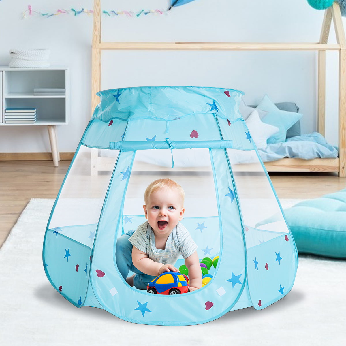 3 in 1 Kids Play Tent with Crawl Tunnel Foldable Indoor Outdoor 
