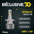 thumbnail image 2 of Luces Led para Auto - ILLUME - Modelo 70 W - 11,000 lúmenes - Resistencia al Agua - Haz de luz Perfecto (H4), 2 of 7