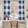 thumbnail image 5 of Sheer Curtain 63 Inch Length 2 Panels Light Filtering Window Curtain Navy Blue White Plaid Sheer Voile Curtains Rod Pocket Window Treatment for Kitchen Living Room Checkerd Pattern, 5 of 9