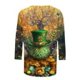 thumbnail image 4 of T-Shirt à Col Rond Imprimé de la Saint-Patrick pour Femmes, Manches Trois Quarts 3/4, Coupe Ample, 4 of 5