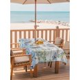 thumbnail image 2 of Outdoor Tablecloth with Umbrella Hole for Patio/Picnic/Party/Camping, Blue Hydrangea Waterproof Table Cloth Rectangle Table Cover Washable, Spring Summer Eucalyptus Wooden (60"x 120"), 2 of 9