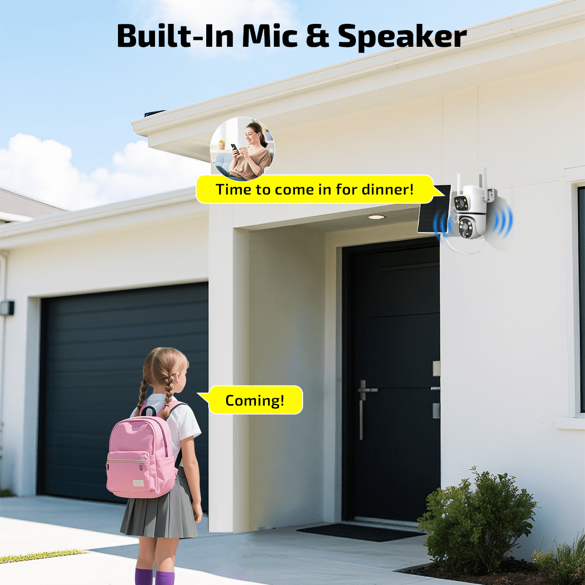 OHWOAI Dual Lens Solar Wireless PTZ Security Camera, Dual Band WiFi Security Cameras with Color Night Vision, PIR Motion Detection & Two-Way Audio