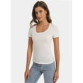 thumbnail image 5 of Women's T Shirts Short Sleeve Scoop Neck Basic Going Out Tops Fashion Slim Fit Tee, 5 of 6
