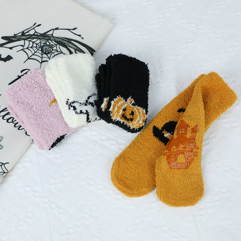 Zando Halloween Fuzzy Socks Warm Fluffy Socks for Women No Slip