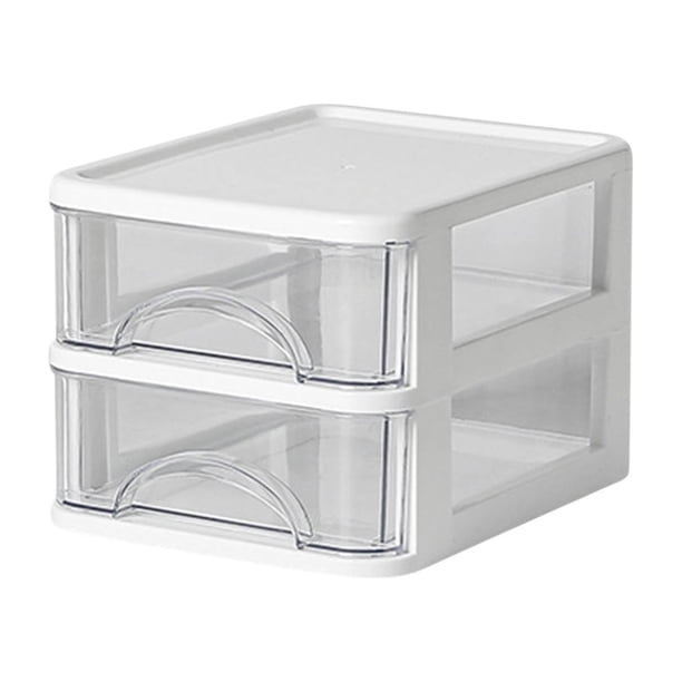 Caja de almacenamiento de escritorio, escritorio transparente con cajón pequeño, minicaja de plástico, caja de almacenamiento de papelería