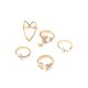 thumbnail image 5 of 5pcs/set Random Fashion Zinc Alloy Rhinestone Butterfly & Heart Decor Ring For Women For Gift, 5 of 5