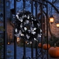 thumbnail image 3 of Homellea Black Silver Halloween Tinsel Wreath, 10.23 Inch Skull Hanging Door Wreath with Metallic Skull Accents for Front Door, Mantel, Wall, Window, Entryway and Party Decor, 3 of 6
