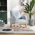 thumbnail image 2 of 26.8" W Modern Rocking Chair for Nursery, Mid Century Accent Chair Rocker with Side Pocket, Upholstered High Back Armchair Lounge Chair with Solid Wood Base for Living Room Bedroom, Blue Boucle, 2 of 7