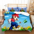 thumbnail image 1 of Mario Quilt Cover Suit, Three-piece Set, Bedding, Cartoon Print, Duvet Cover, Bedroom Decoration-SinKeeU, 1 of 3