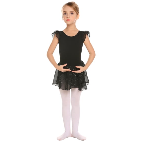 Arshiner Girls Ruffle Sleeve Ballet Dance Dress Tutu Skirted Leotard