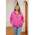 thumbnail image 6 of XCHQRTI Women's Zipper Sweatshirt V Neck Lapel Hoodie Long Sleeve Pullover Loose Fit Fall Sweatshirt, 6 of 7