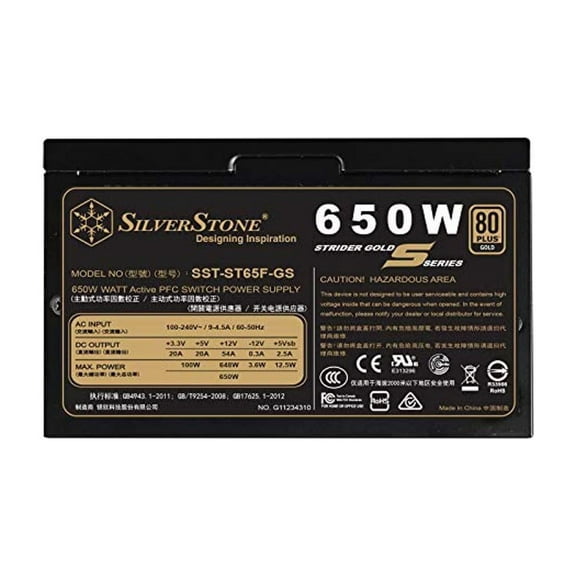 silverstone technology 650w computer power supply psu fully modular with 80 plus gold & 140mm design power supply (sst-st65f-gs)