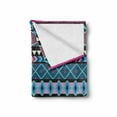 thumbnail image 2 of Tribal Soft Flannel Fleece Throw Blanket, Vector Vintage Style with Boho Stripes and Shape Image Print, Cozy Plush for Indoor and Outdoor Use, 70" x 90", Dark Blue Hot Pink, by Ambesonne, 2 of 6