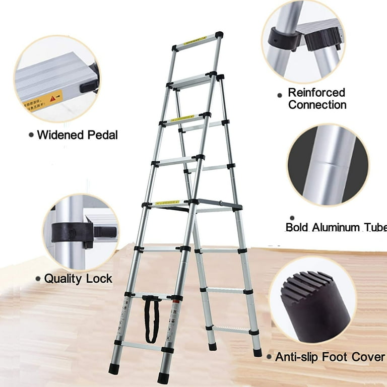 Dayplus Extendable 6+7 Step Ladder, 6.5ft+7.5ft A-Frame Dayplus Extendable 6+7 Step Ladder, 6.5ft+7.5ft A-Frame