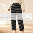 thumbnail image 4 of Women's Stripe Pajama Pants Casual Elastic Waist Loose Wide Leg Lounge Bottoms Comfy Casual Breathable Everyday Wear, 4 of 7