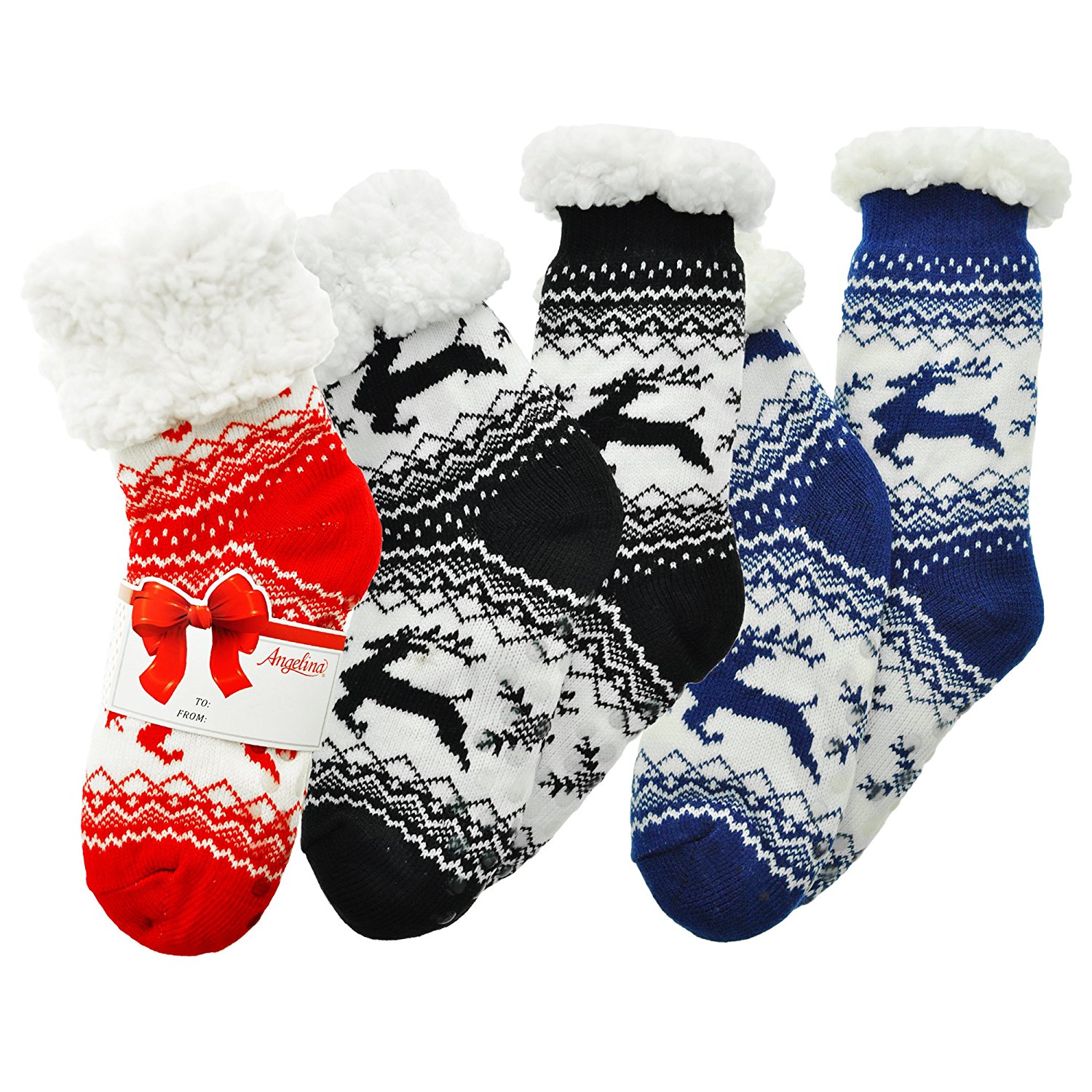 Grinder Punch - Christmas Printed Socks Colorful Festive Fun Slipper Soft Holiday Gift for Men 