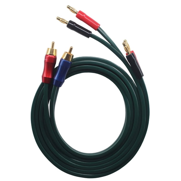 KK Cable C-JN OFC Speaker Wire Pair with RCA Male (Blue & Red) to 2 Pair Banana?4banana? Plugs, C-JN (2M(6.5ft))