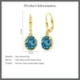 thumbnail image 5 of Gem Stone King 18K Yellow Gold Plated Silver London Blue Topaz Leverback Dangle Earrings for Women (3.60 Cttw, Gemstone November Birthstone, Oval 9X7MM), 5 of 5