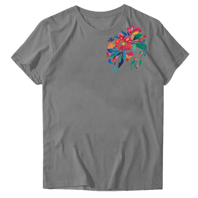 Pisexur Hauts d'Été pour Femmes, Hauts pour Femmes, Hauts de Sortie pour Femmes, Hauts pour Femmes, Blouse Mode Imprimée à Manches Courtes Col Rond T-Shirt Gris,S